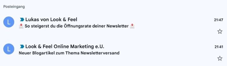 Darstellung der Auswirkung des Absendernamens und der Betreffzeile auf die Öffnungsrate eines Newsletters